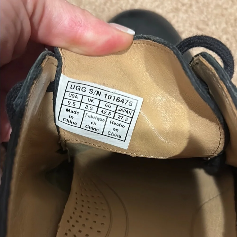 UGG Black Leather Oxfords — Brown Sole, Size 9.5 — 95 Views, Priced to Sell!